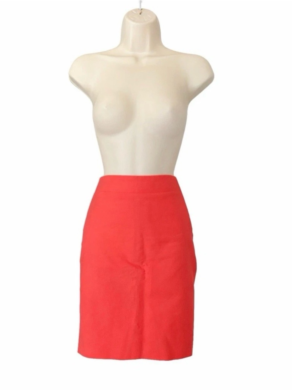 J.Crew No.2 Pencil Skirt Women 0 Petite Coral Orange Cotton Stretch Back Slit